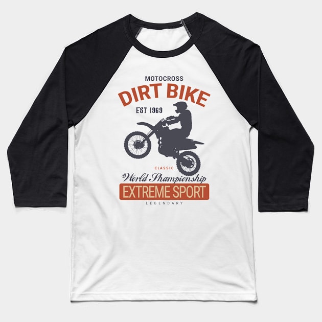 Classic Motocross Extreme Sport Baseball T-Shirt by KewaleeTee